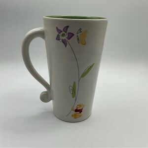 Disney Store “Winnie the Pooh” Flowers and Butterlies Tall Latte Coffee Mug RARE
